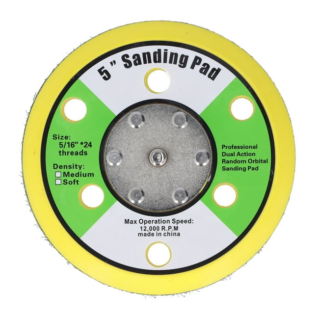 5in Sanding Pad 5/16?24 Hook and Loop PU Backing Plate Pneumatic Sander Buffer 12000RPM