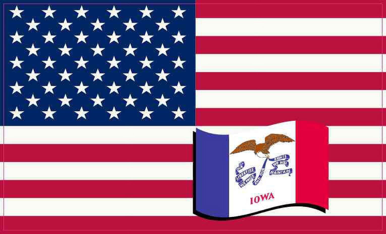 Iowa Flag Map Sticker 5in X 3in America and Iowa Flag Sticker Vinyl State Decal Vehicle ...