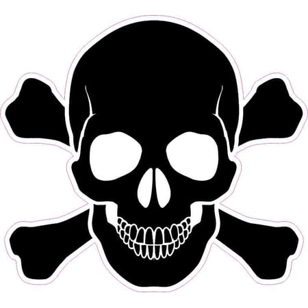 5in X 5in Black Skull and Crossbones Bumper Sticker Vinyl Truck