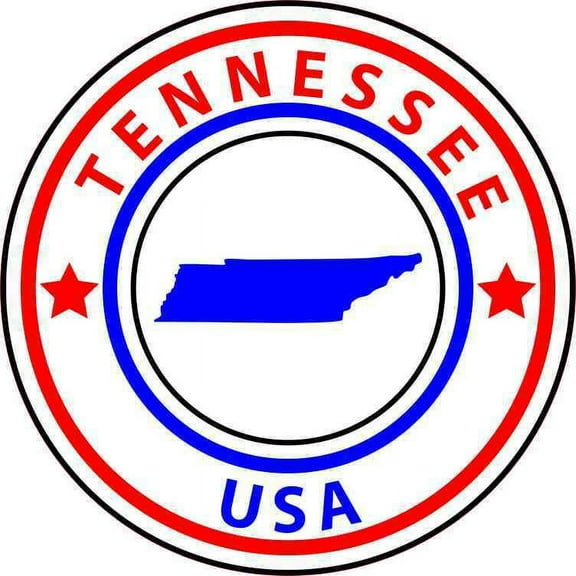 5in X 5in Tennessee State Circle Sticker Vinyl Bumper Sticker Sign Decal