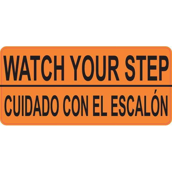 5in x 2.25in English Spanish Watch Your Step Sticker