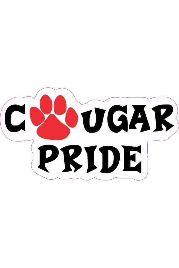 5in x 2.5in Red Cougar Pride Vinyl Sticker