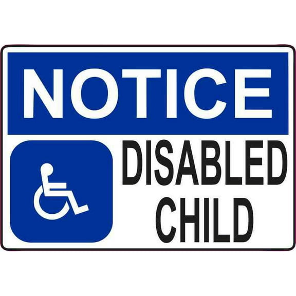 5in x 3.5in Disabled Child Magnet Vinyl Magnetic Door Wall Handicap Sign