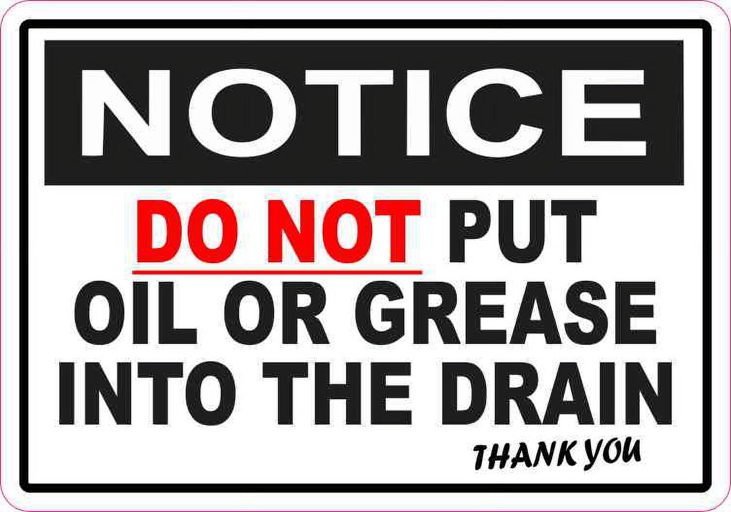 5in x 3.5in Do Not Put Oil or Grease into Drain Sticker - Walmart.com