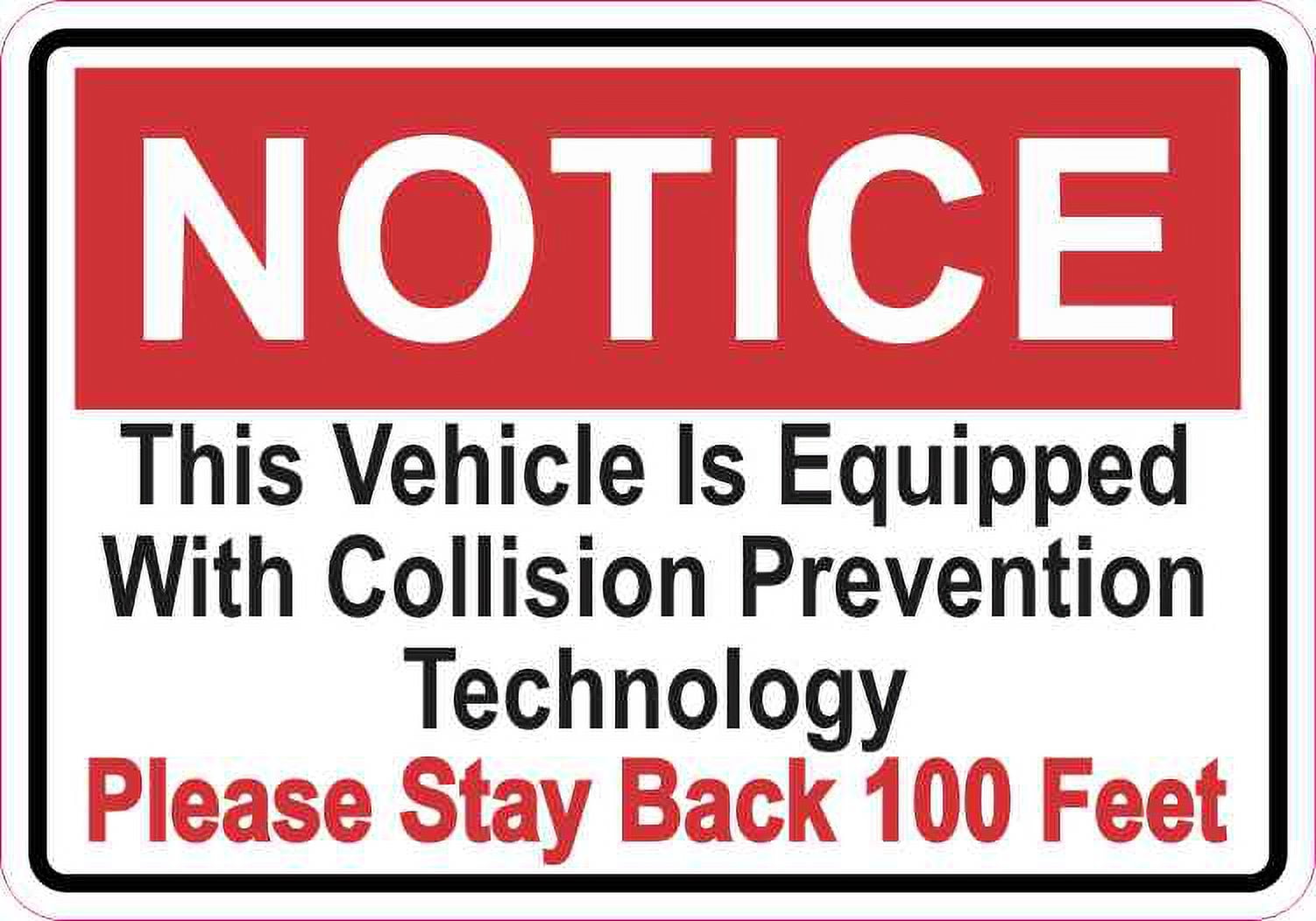 5in x 3.5in Notice Collision Prevention Technology Sticker - Walmart.com
