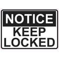 thumbnail image 1 of 5in x 3.5in Notice Keep Locked Sticker Vinyl Sign Business Signs Stickers, 1 of 1