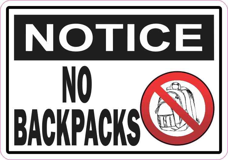 5in x 3.5in Notice No Backpacks Magnet - Walmart.com