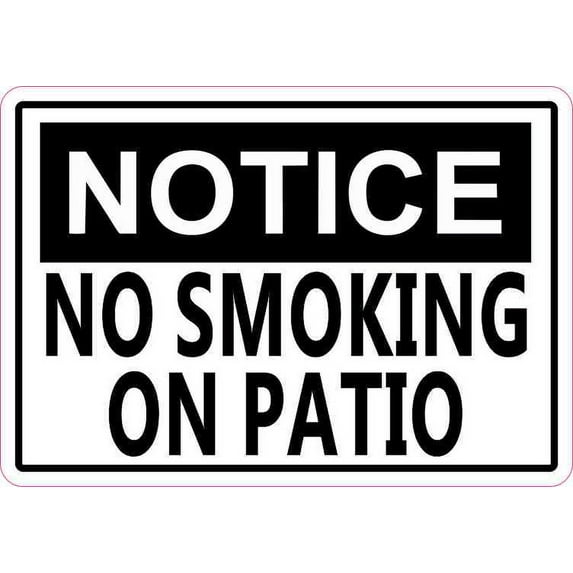 5in x 3.5in Notice No Smoking On Patio Sticker Decal Business Stickers