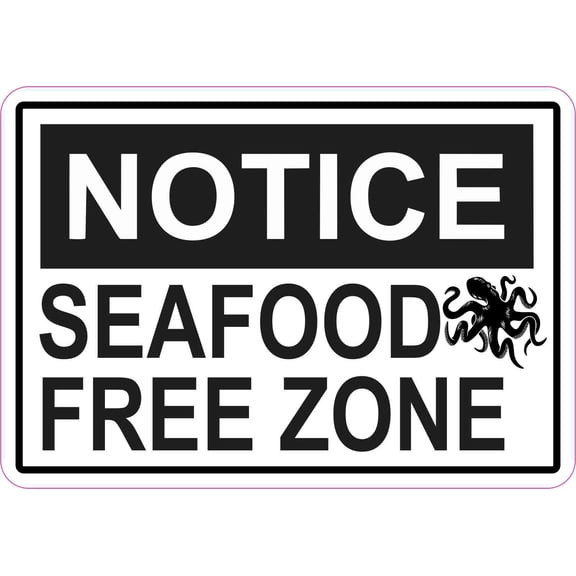 5in x 3.5in Octopus Notice Seafood Free Zone Sticker