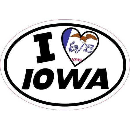 5in x 3.5in Oval I Love Iowa Sticker