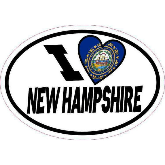 5in x 3.5in Oval I Love New Hampshire Sticker