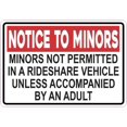 thumbnail image 1 of 5in x 3.5in Red Minors Not Permitted in a Rideshare Vehicle Sticker, 1 of 3