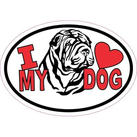 5in x 3.5in Shar Pei Oval I Love My Dog Sticker