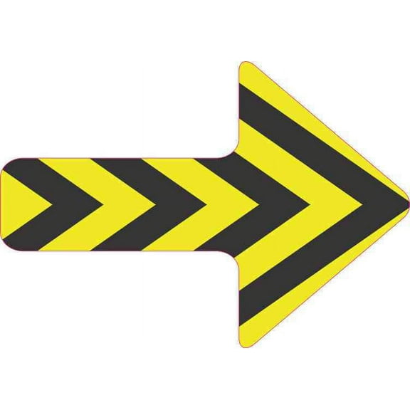5in x 3.5in Yellow and Black Caution Arrow Sticker Sign Pointer Symbol
