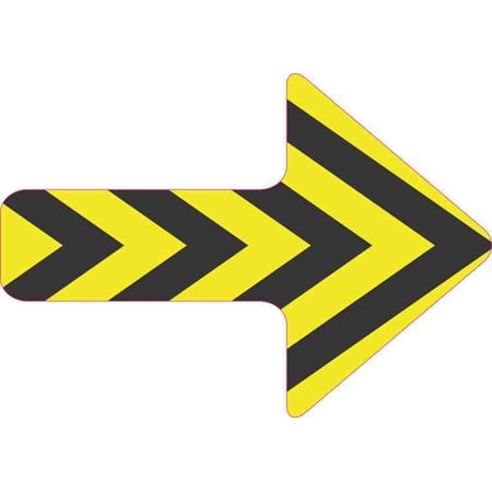 5in x 3.5in Yellow and Black Caution Arrow Sticker Sign Pointer Symbol