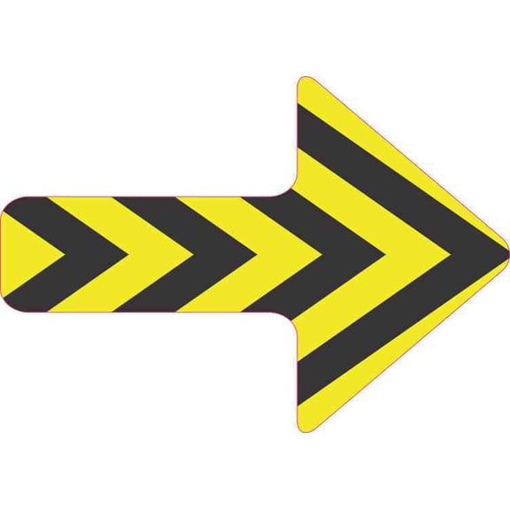 5in x 3.5in Yellow and Black Caution Arrow Sticker Sign Pointer Symbol