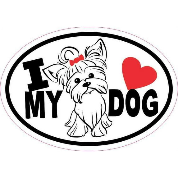 5in x 3.5in Yorkie Oval I Love My Dog Sticker