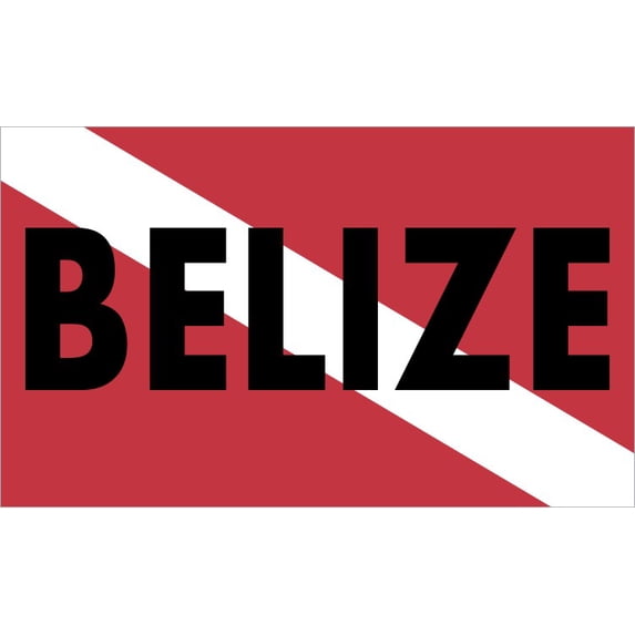 5in x 3in Belize Scuba Diver Down Flag Sticker