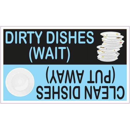 5in x 3in Blue Clean Dirty Dishes Magnet