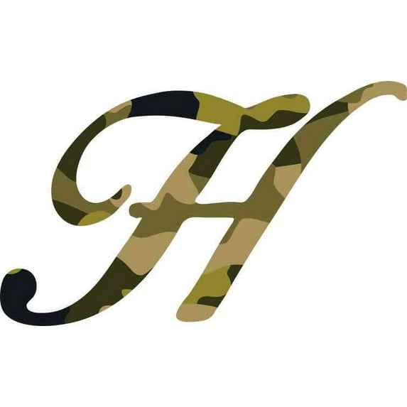 5in x 3in Camo Cursive H Monogram Sticker Fancy Vinyl Vehicle Stickers