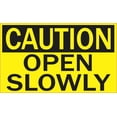 thumbnail image 1 of 5in x 3in Caution Open Slowly Sticker Vinyl Door Sign Business Decals, 1 of 4