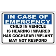 5in x 3in Child in Vehicle Has Cochlear Implant Magnet