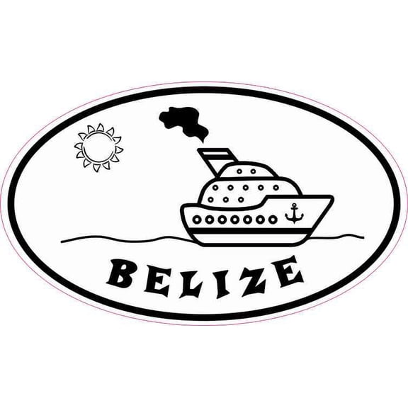 5in x 3in Cruise Ship Oval Belize Sticker