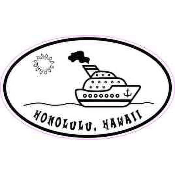 5in x 3in Cruise Ship Oval Honolulu Sticker