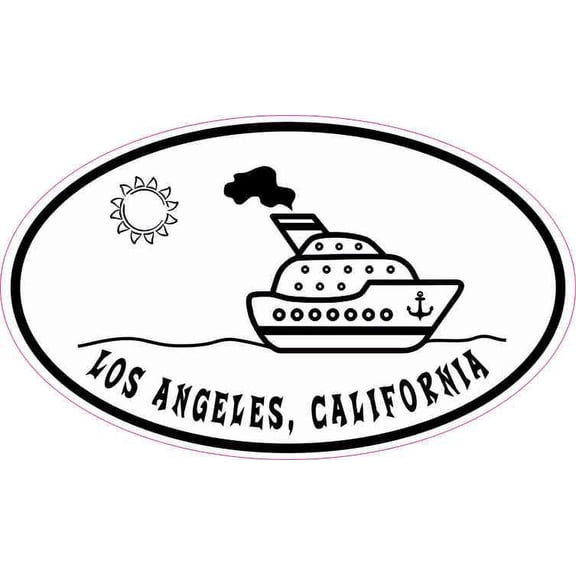 5in x 3in Cruise Ship Oval Los Angeles Sticker