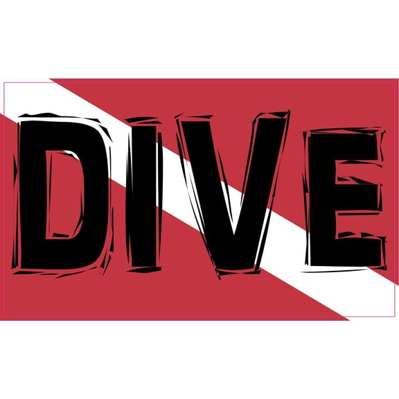 5in x 3in DIVE Diver Down Sticker Flag Bumper Stickers Vinyl Decal