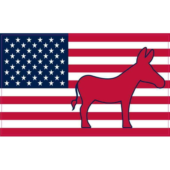 5in x 3in Democratic Donkey American Flag Sticker