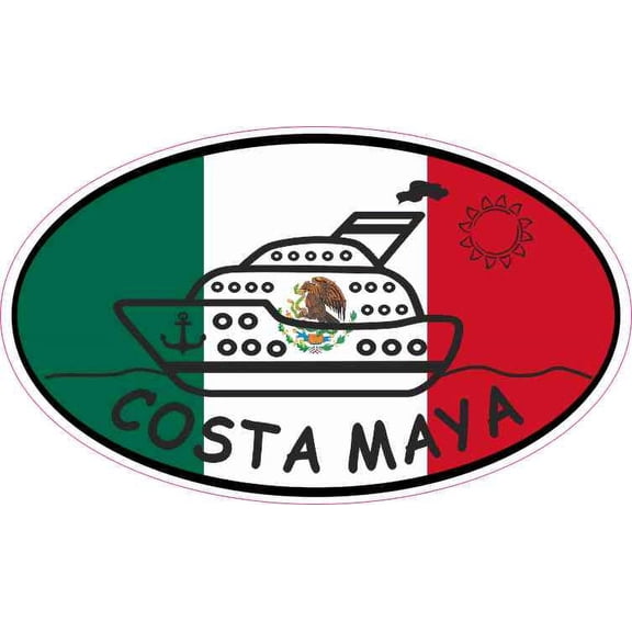 5in x 3in Flag Oval Cruise Ship Costa Maya Sticker