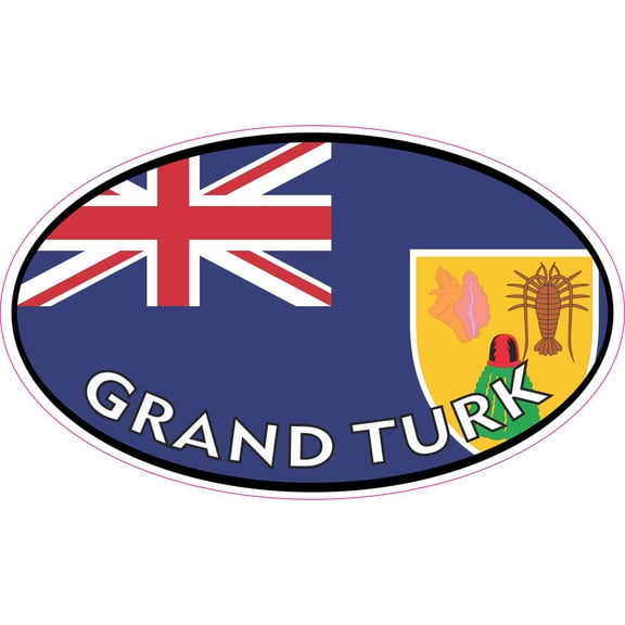 5in x 3in Flag Oval Grand Turk Vinyl Sticker