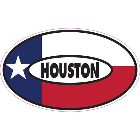 5in x 3in Flag Oval Houston Vinyl Sticker