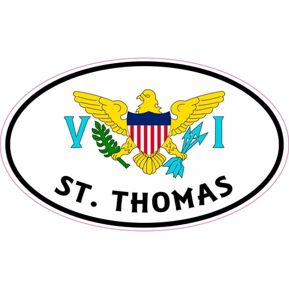 5in x 3in Flag Oval St Thomas Vinyl Sticker