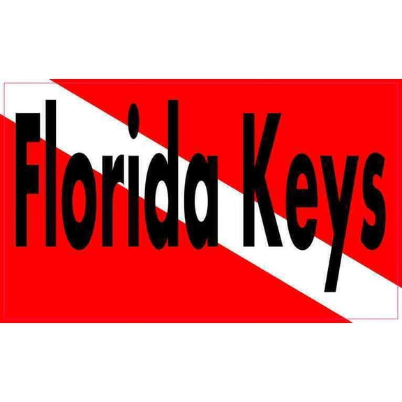 5in x 3in Florida Keys Dive Flag Bumper Sticker Vinyl Decal Stickers Decals