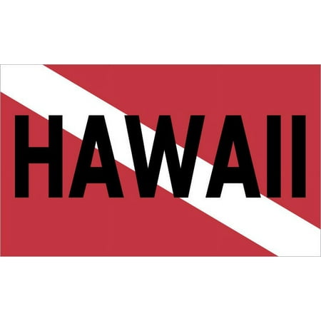 5in x 3in Hawaii Scuba Diver Down Flag Sticker