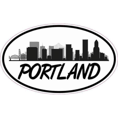 5in x 3in Large Letters Oval Portland Skyline Sticker