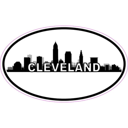 5in x 3in Oval Cleveland Skyline Sticker
