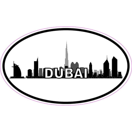 5in x 3in Oval Dubai Skyline Sticker