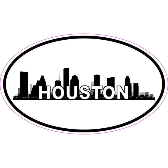 5in x 3in Oval Houston Skyline Sticker Luggage Decal Car Travel