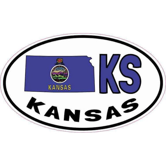 5in x 3in Oval KS Kansas Sticker Vinyl Car Bumper Decal Luggage Stickers