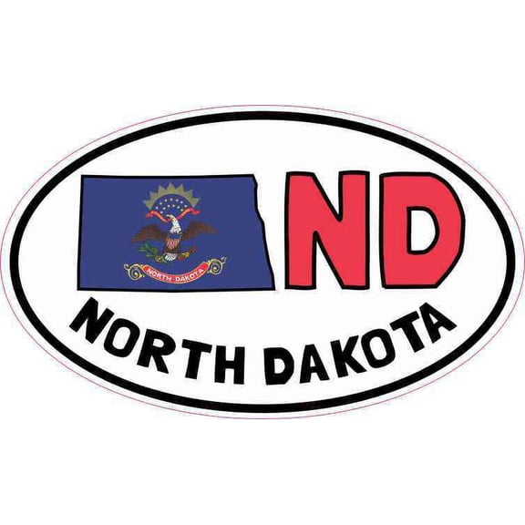 5in x 3in Oval ND North Dakota Sticker Car Bumper Decal Luggage Stickers