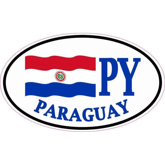 5in x 3in Oval PY Paraguay Flag Sticker Vinyl Vehicle Decal Travel Stickers
