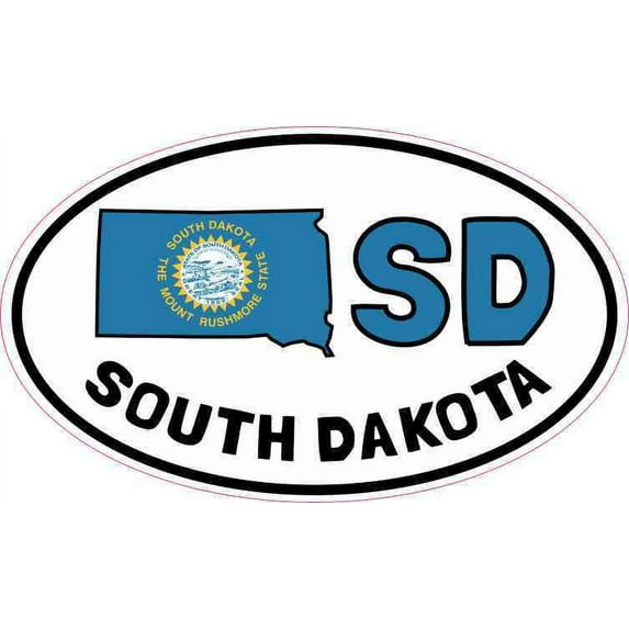 5in x 3in Oval SD South Dakota Sticker Car Bumper Decal Luggage Stickers