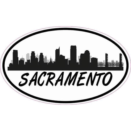 5in x 3in Oval Sacramento Skyline Sticker