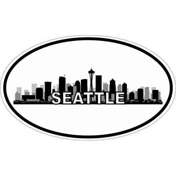 5in x 3in Oval Seattle Skyline Sticker Vinyl Luggage Decal Car S