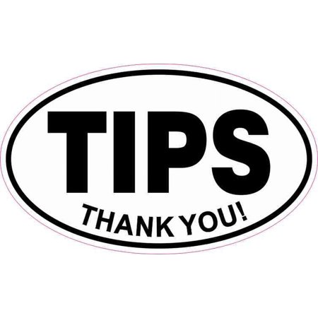 5in x 3in Oval Thank You Tips Sticker