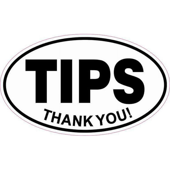 5in x 3in Oval Thank You Tips Sticker