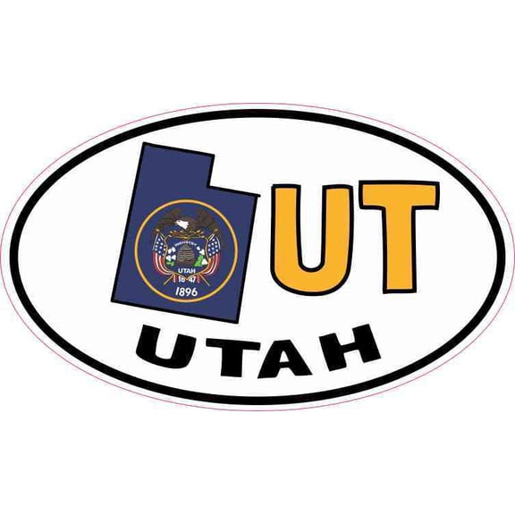 5in x 3in Oval UT Utah Sticker Vinyl Car Bumper Decal Luggage St